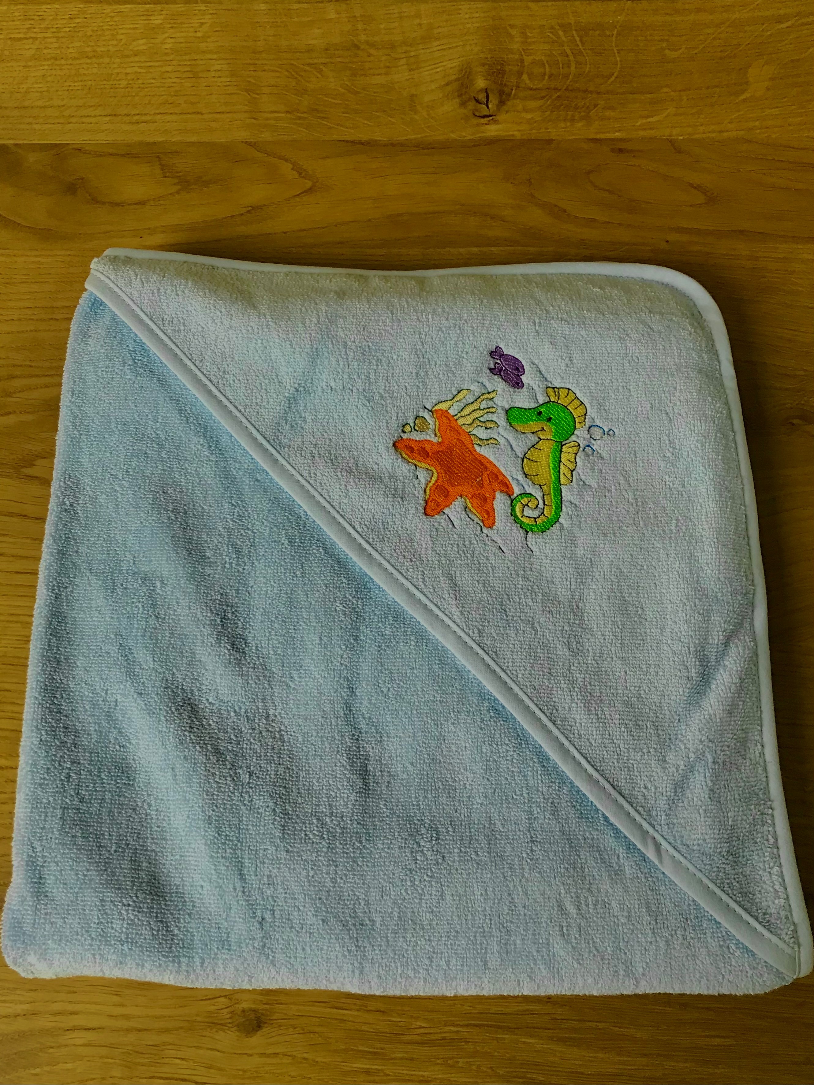Baby-Badetuch Baumwolle mit Kapuze und Sticker