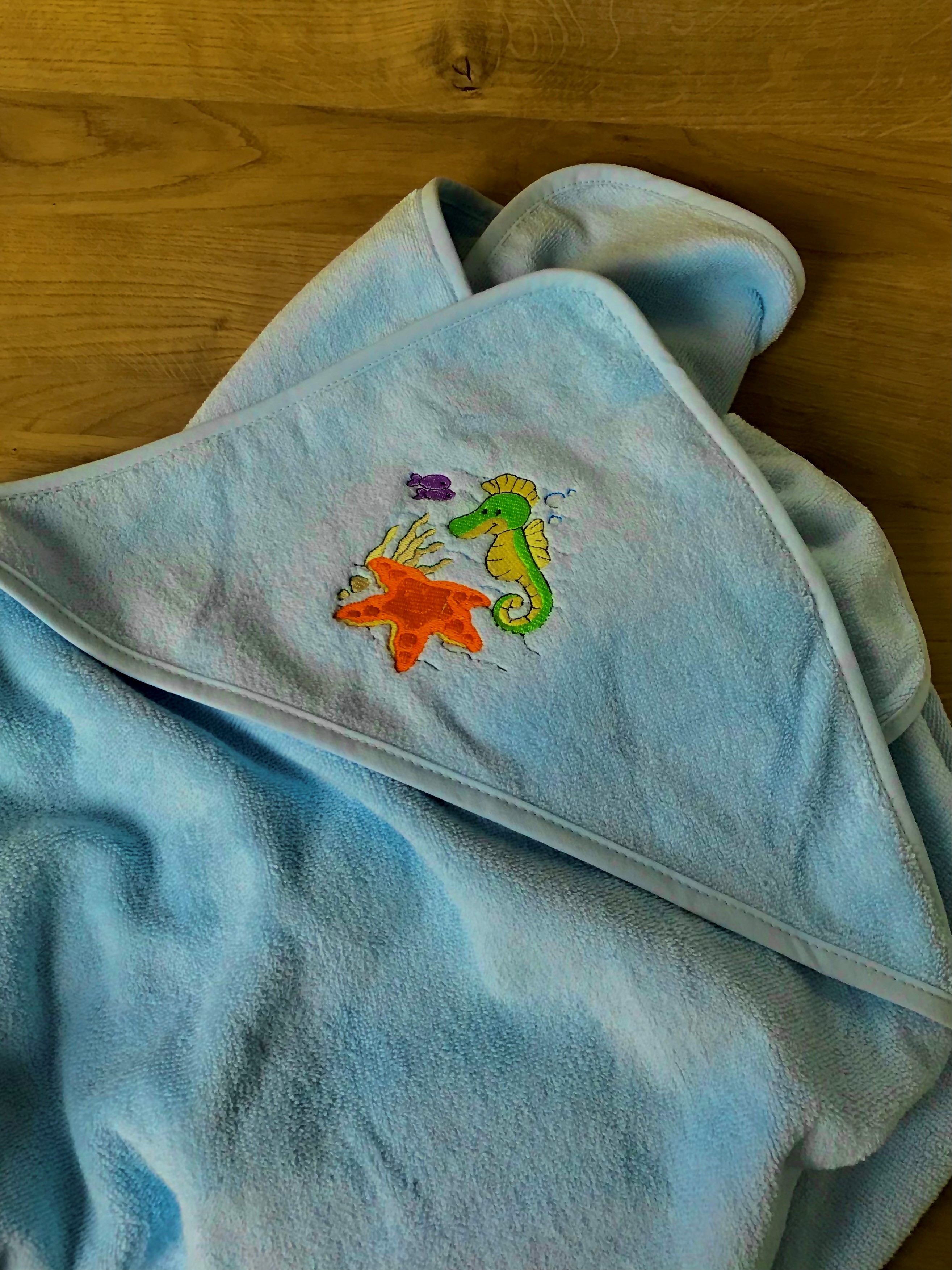 Baby-Badetuch Baumwolle mit Kapuze und Sticker